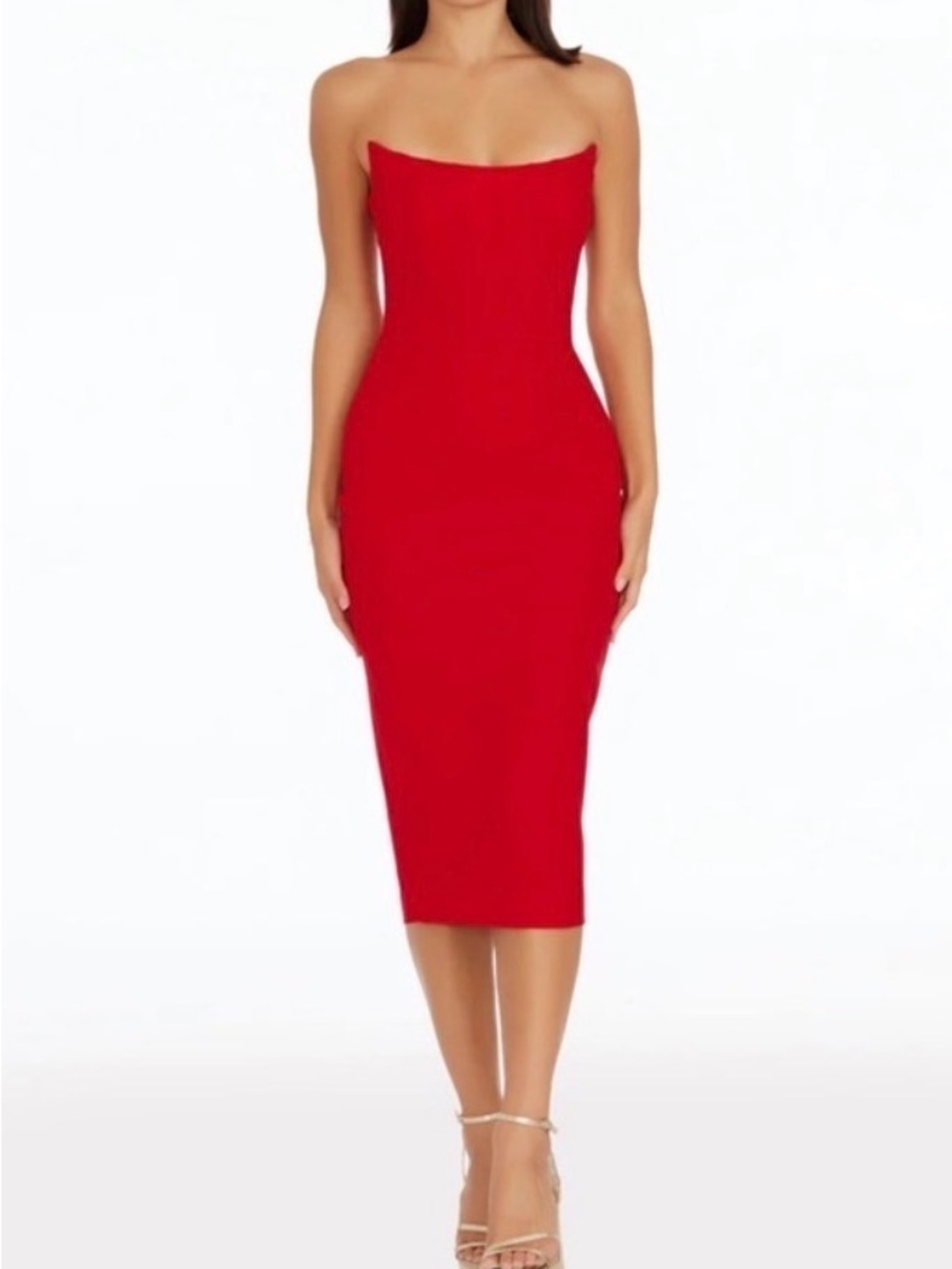 Red Sheath Midi Dress For Cocktail
